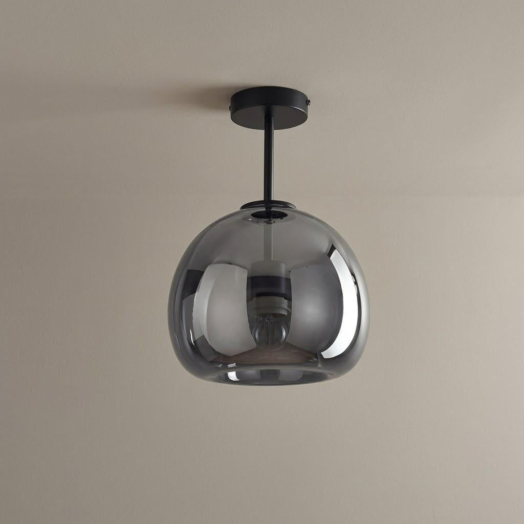 Minimalist Frosted Glass Globe Semi-Flush Ceiling Light