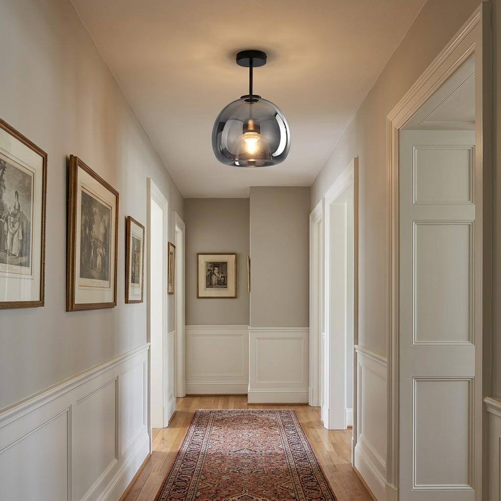 Minimalist Frosted Glass Globe Semi-Flush Ceiling Light