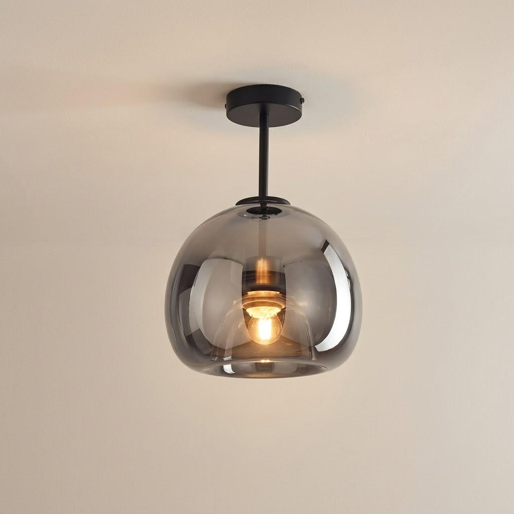 Minimalist Frosted Glass Globe Semi-Flush Ceiling Light