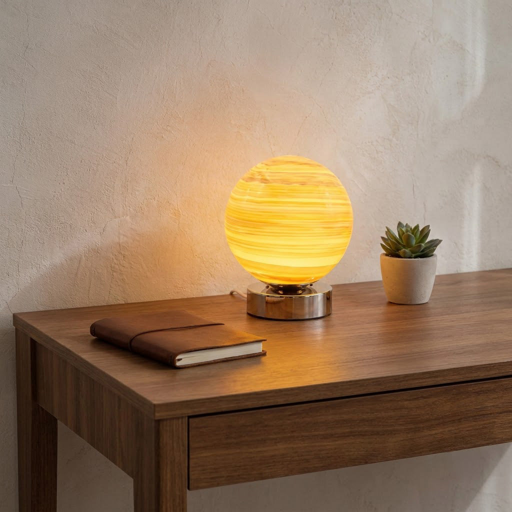 Minimalist Glass Orb Shade Table Lamp