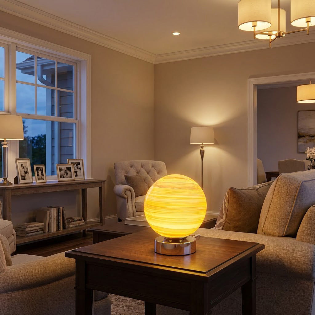 Minimalist Glass Orb Shade Table Lamp