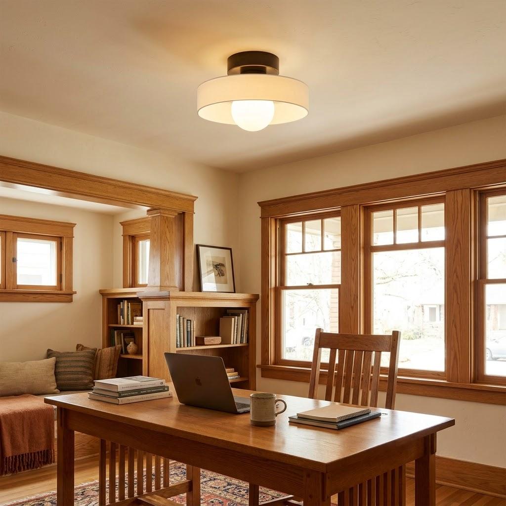 Minimalist Round Glass Semi-Flush Mount Ceiling Light
