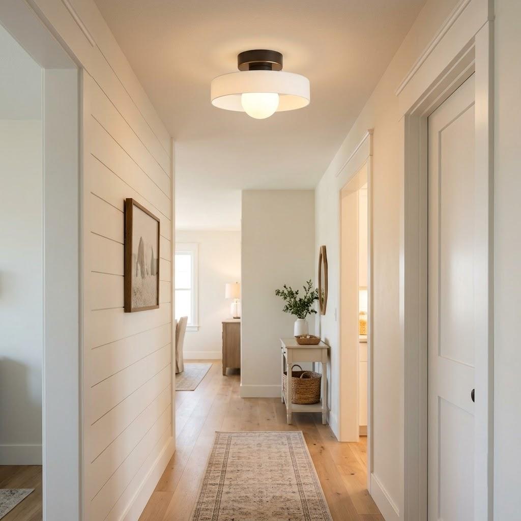 Minimalist Round Glass Semi-Flush Mount Ceiling Light