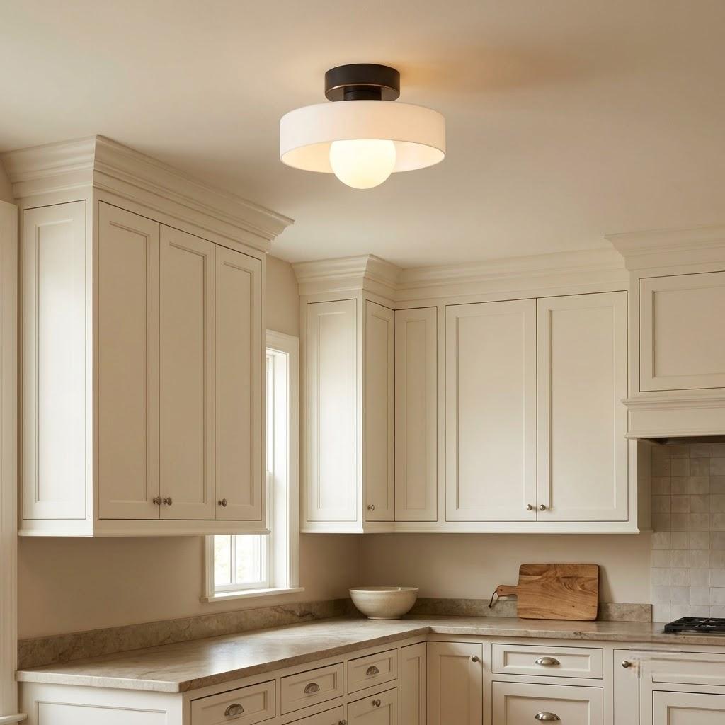 Minimalist Round Glass Semi-Flush Mount Ceiling Light