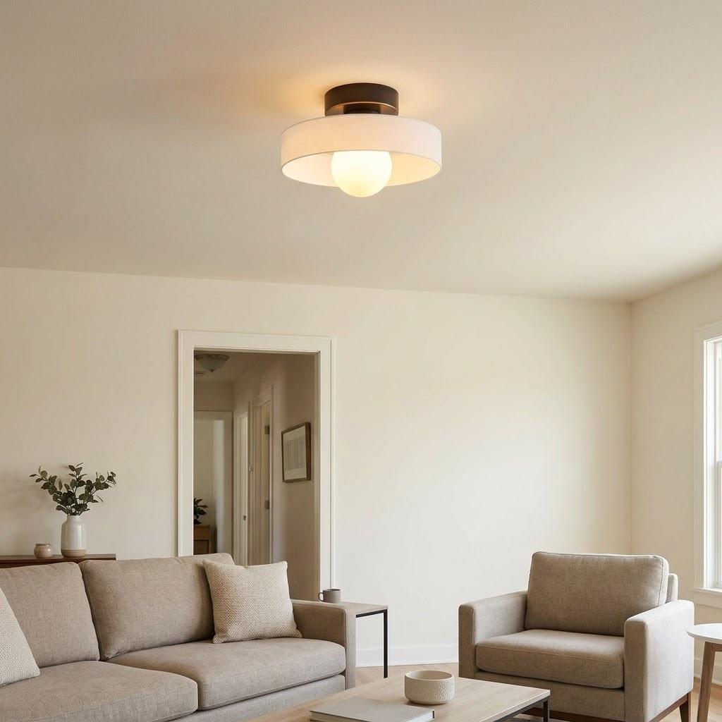 Minimalist Round Glass Semi-Flush Mount Ceiling Light