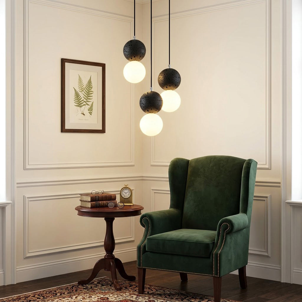 Minimalist Stone Globe 1-Light Pendant Light