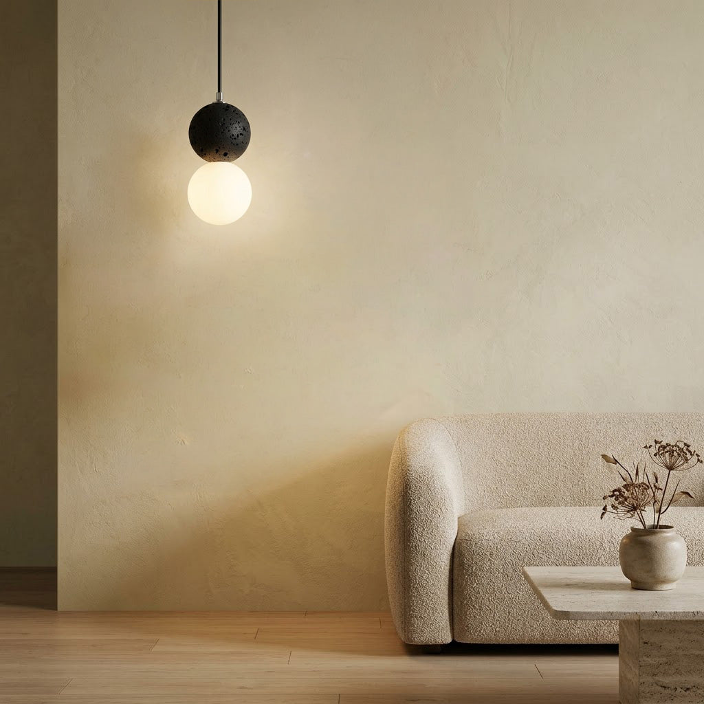 Minimalist Stone Globe 1-Light Pendant Light