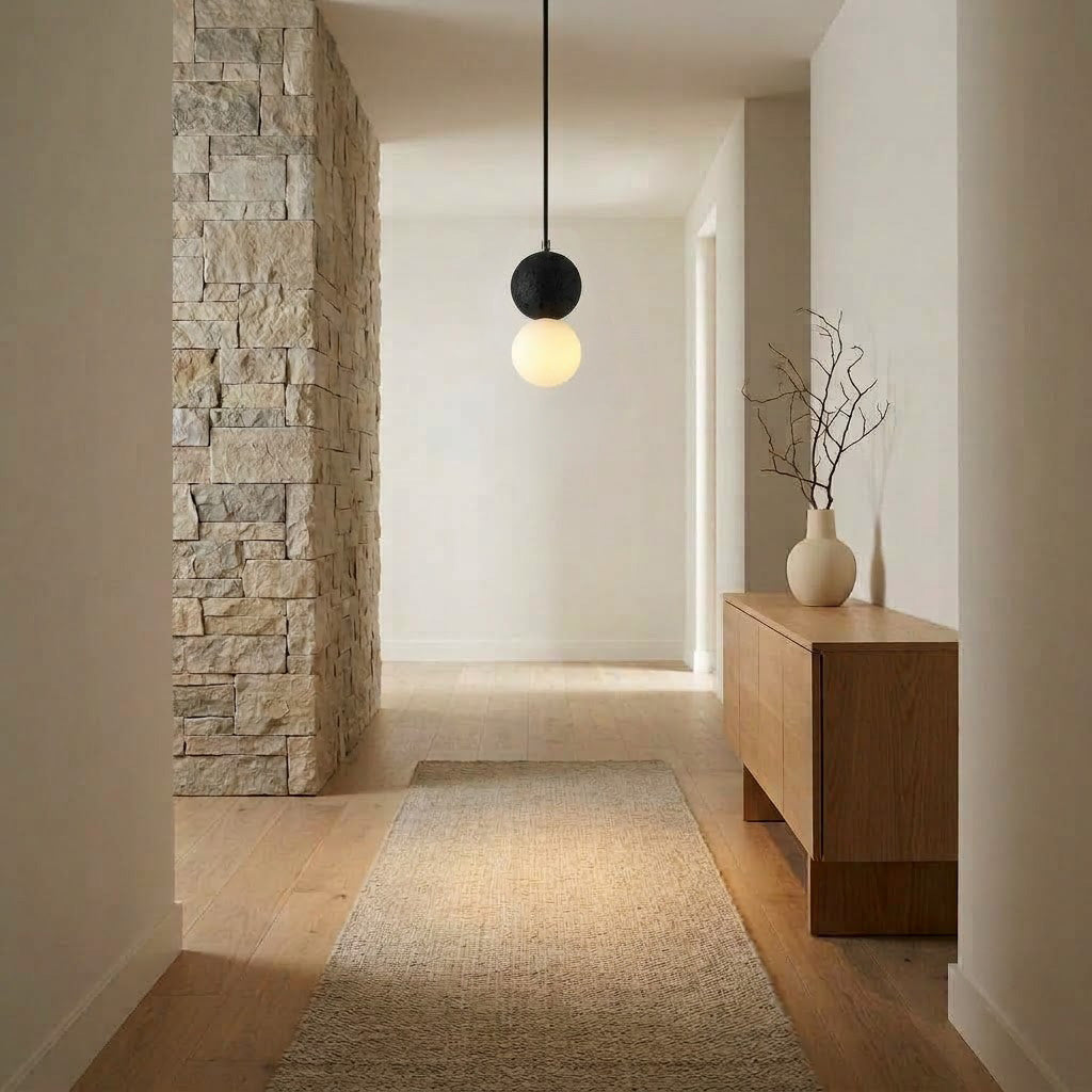 Minimalist Stone Globe 1-Light Pendant Light