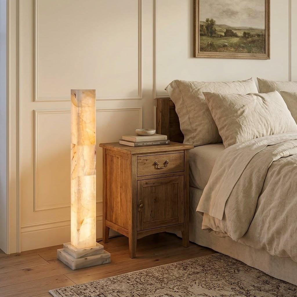 Minimalist Alabaster Column Floor Lamp