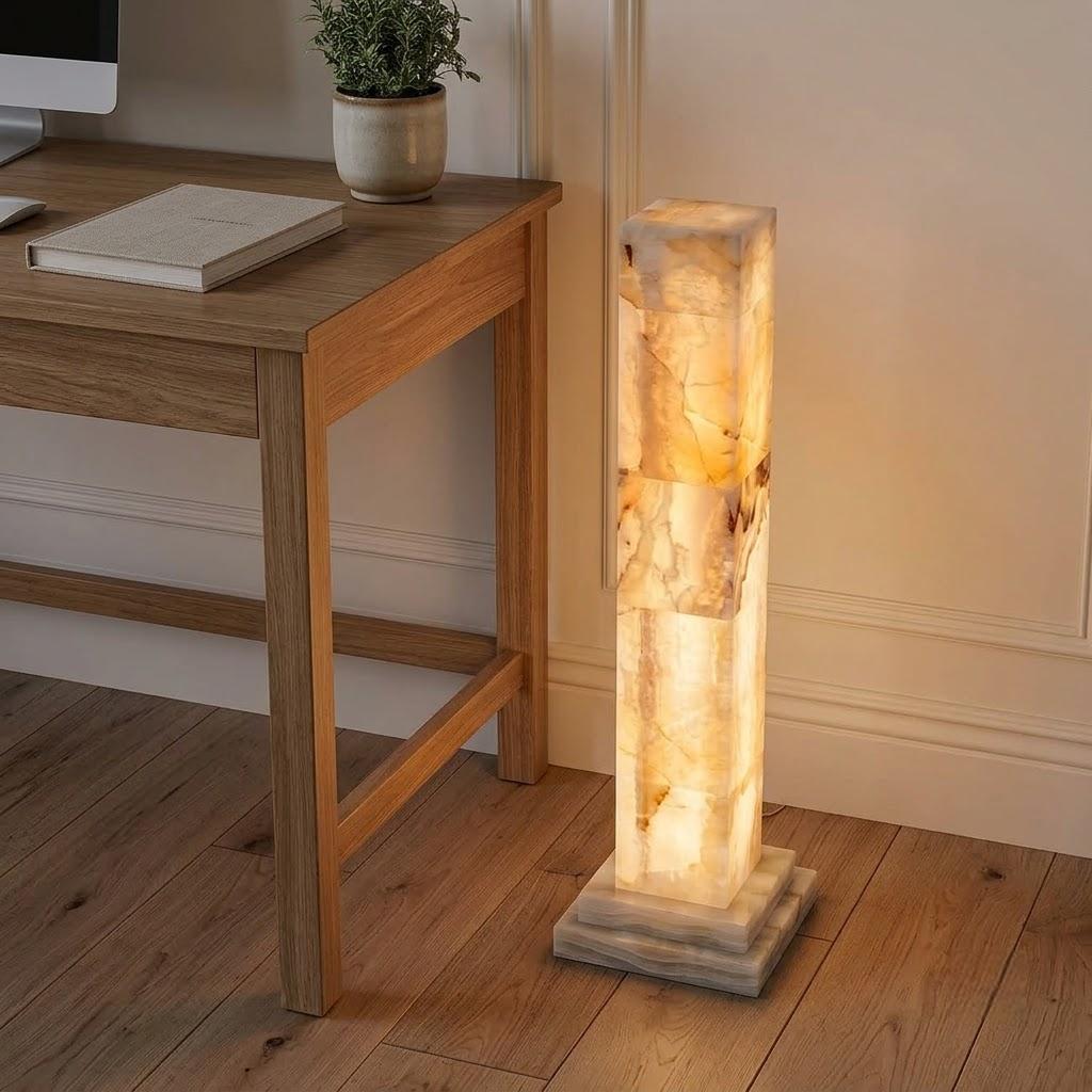 Minimalist Alabaster Column Floor Lamp