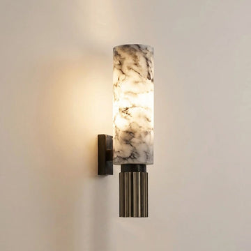 Modern Brass Marble Cylinder Wall Sconce