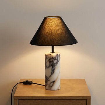 Modern Column Marble Cone Shade Table Lamp