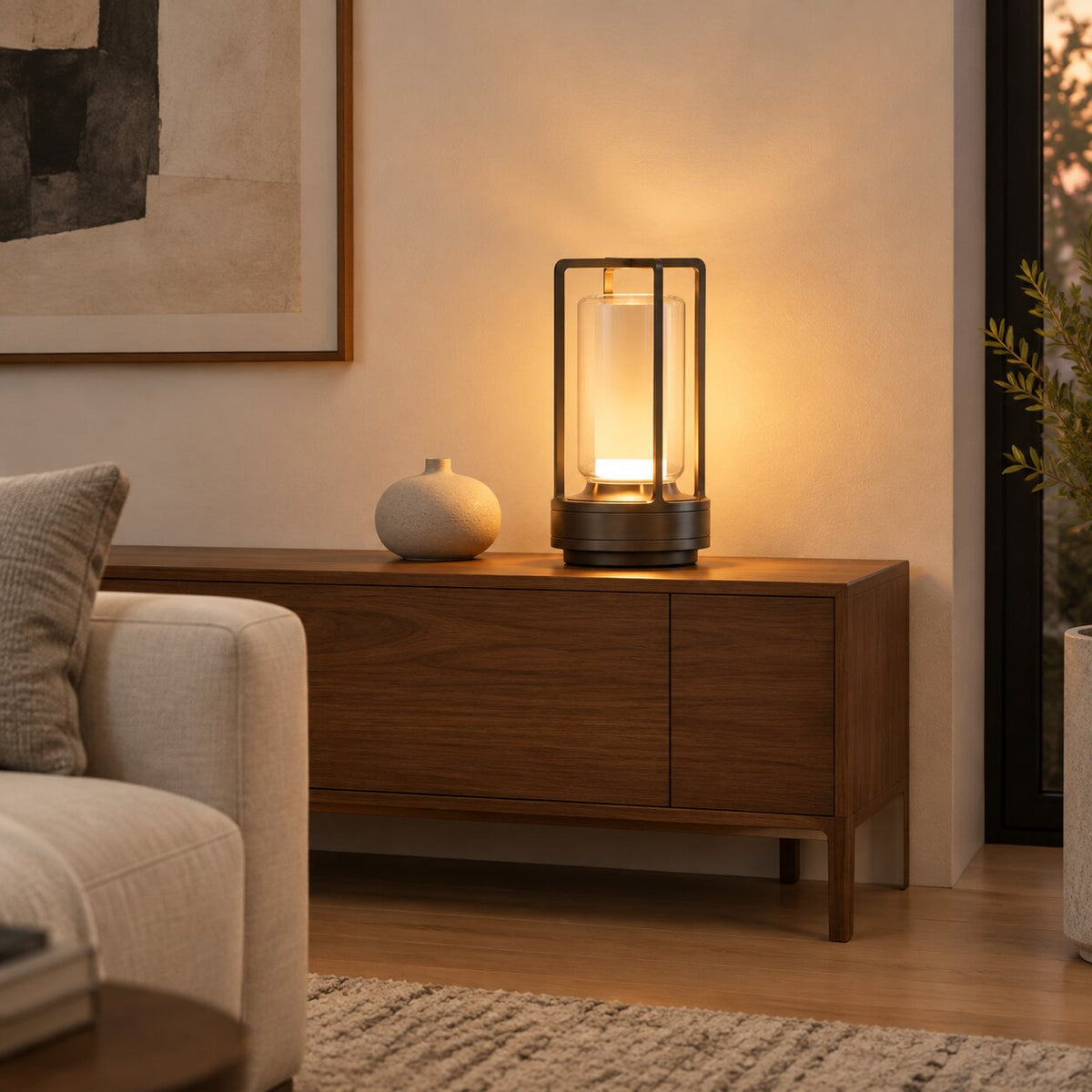 Modern Cordless Cylinder Acrylic Table Lamp