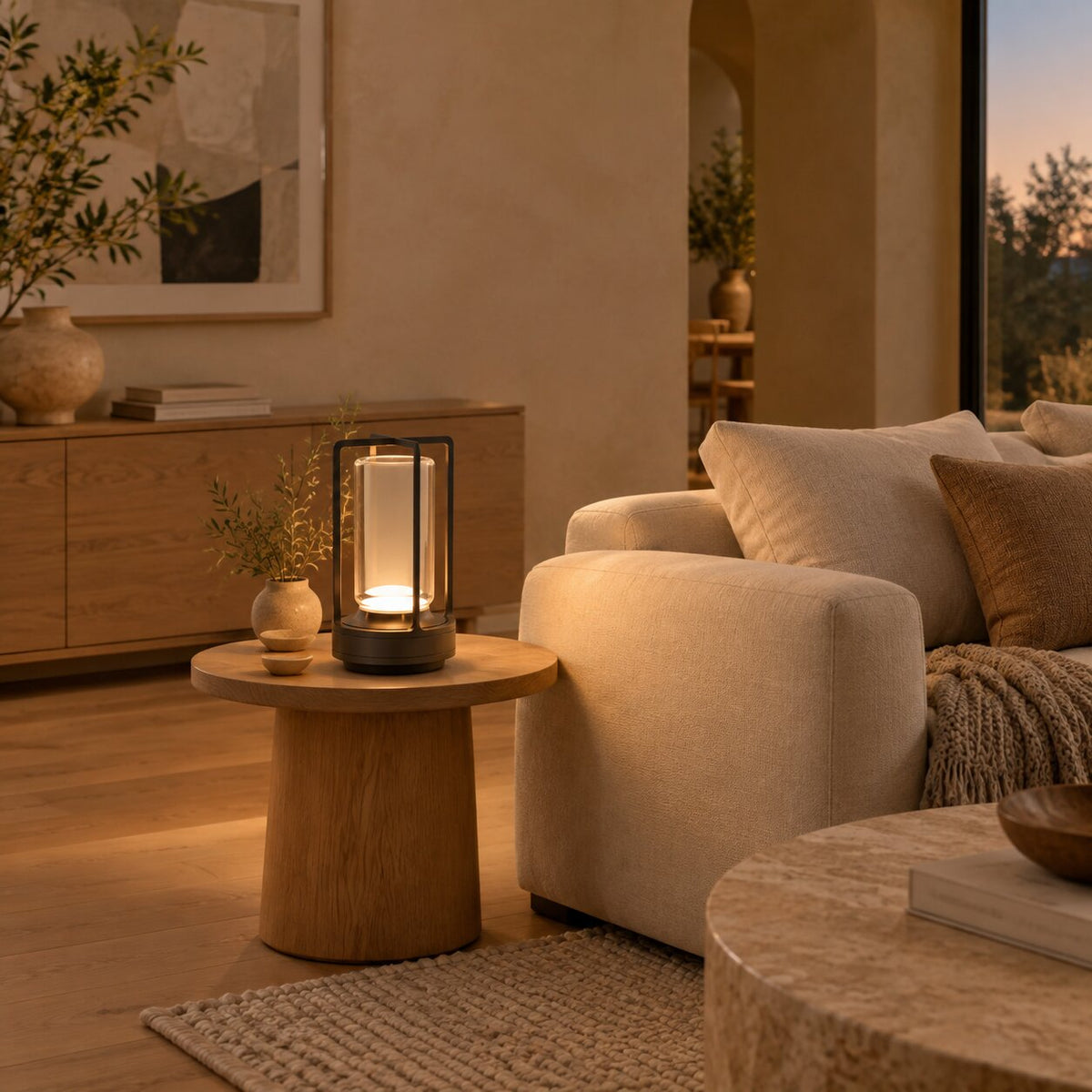 Modern Cordless Cylinder Acrylic Table Lamp