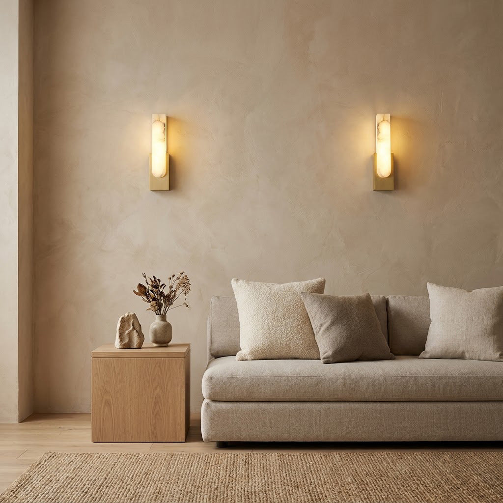 Modern Minimalist Faux Alabaster Wall Sconce