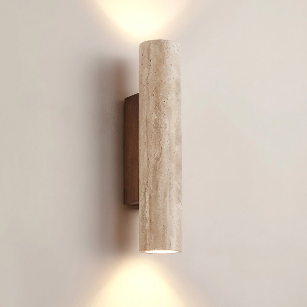 Modern Minimalist Travertine Cylinder Wall Sconce