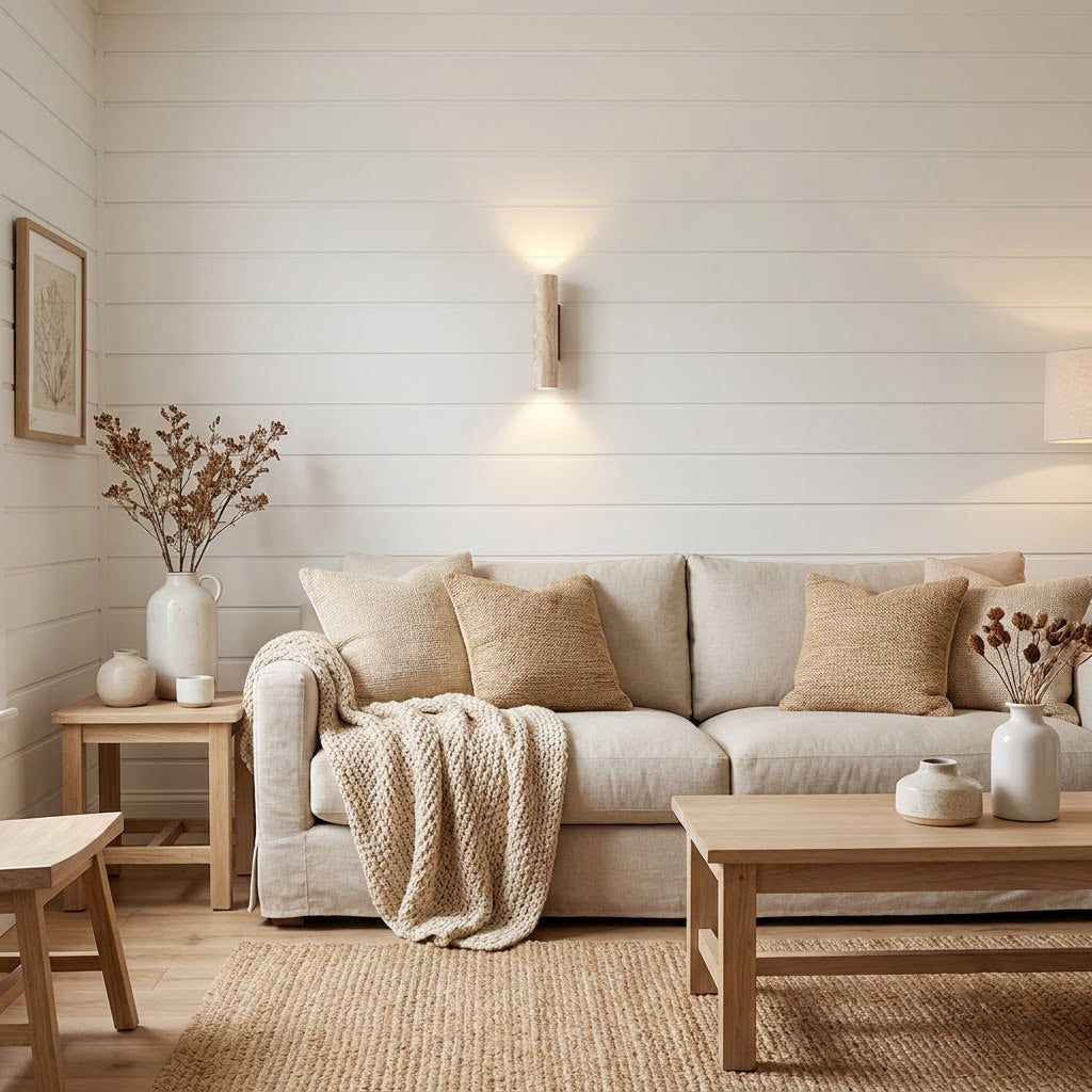 Modern Minimalist Travertine Cylinder Wall Sconce