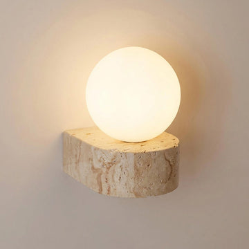 Modern Minimalist Travertine Globe Wall Sconce