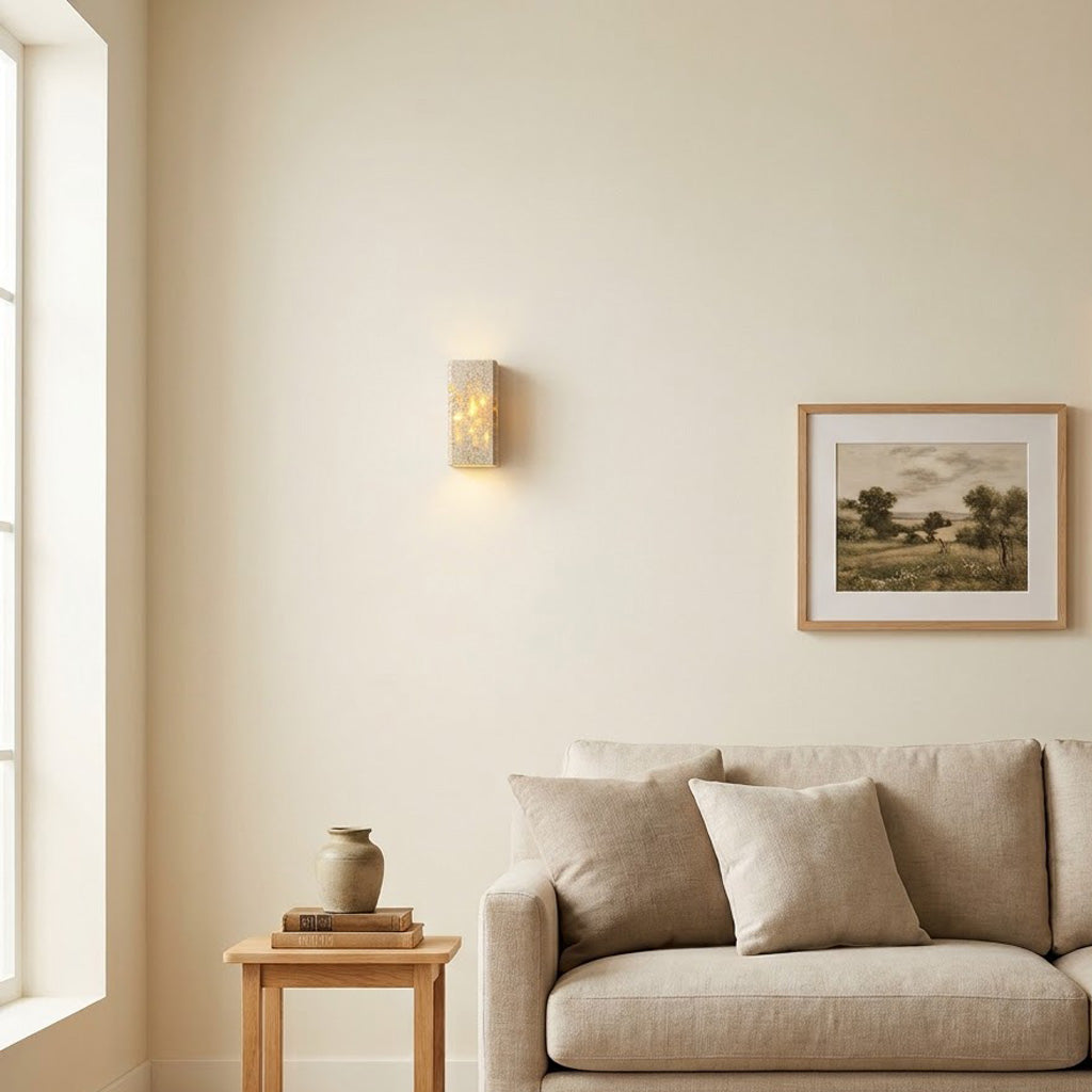 Modern Minimalist Travertine Rectangular Wall Sconce