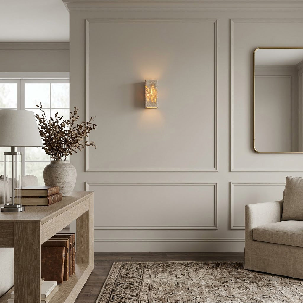 Modern Minimalist Travertine Rectangular Wall Sconce