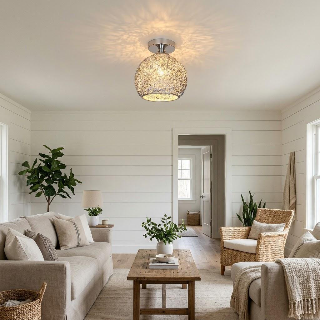 Modern Textured Dome Semi-Flush Ceiling Light