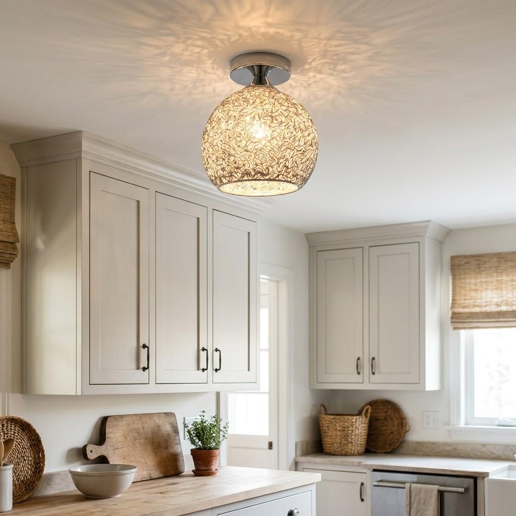 Modern Textured Dome Semi-Flush Ceiling Light