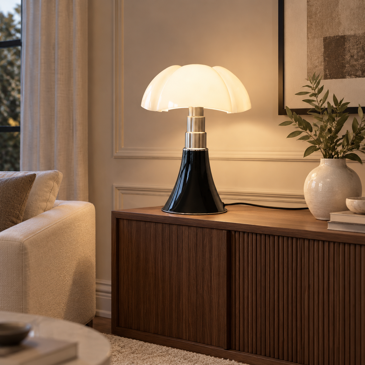 Modern Conical Acrylic Fluted Shade Table Lamp