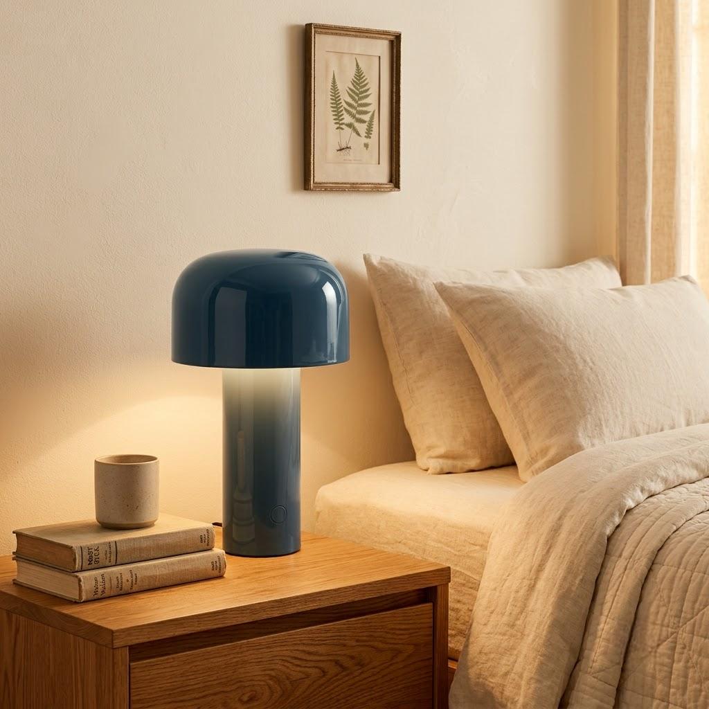 Nordic Cylindrical Iron Dome Shade Wireless Table Lamp