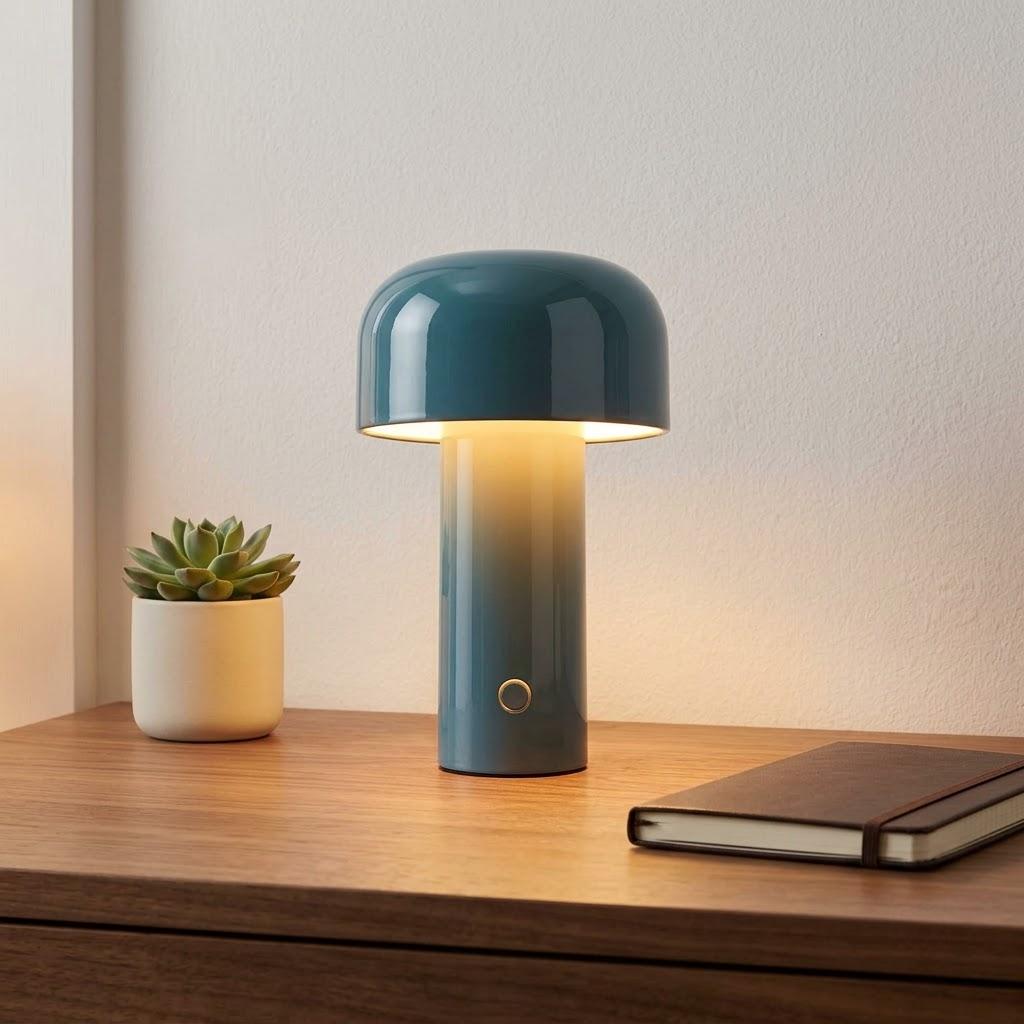 Nordic Cylindrical Iron Dome Shade Wireless Table Lamp