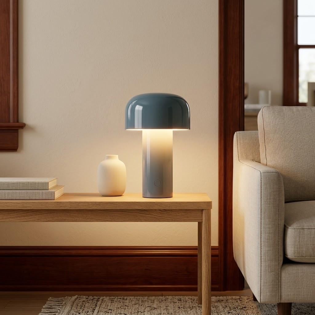 Nordic Cylindrical Iron Dome Shade Wireless Table Lamp