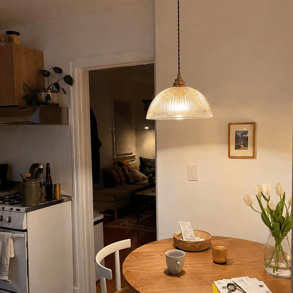 Nordic Fluted Glass Dome 1-Light Pendant Light