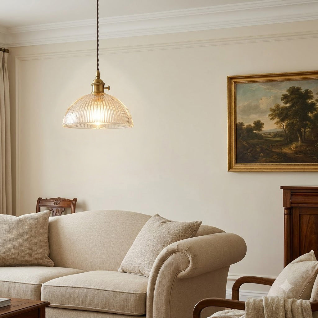 Nordic Fluted Glass Dome 1-Light Pendant Light