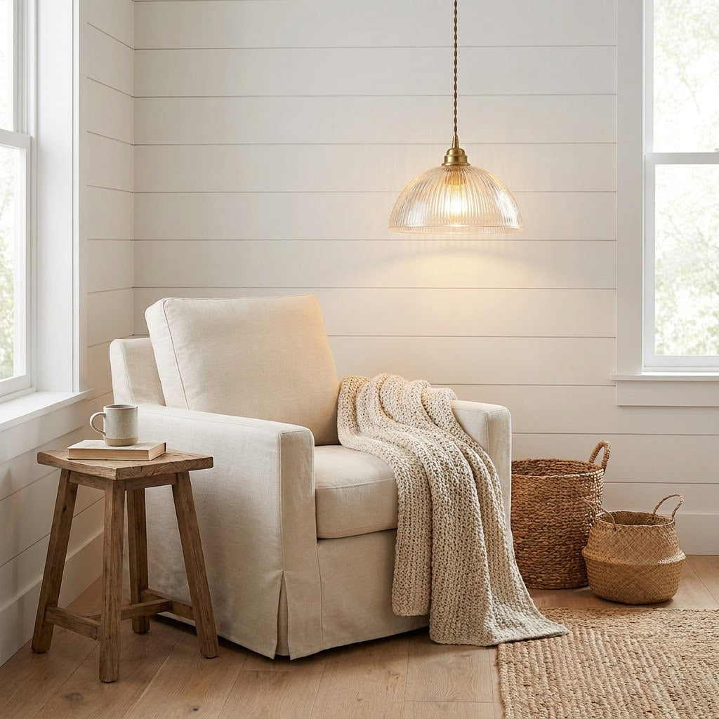 Nordic Fluted Glass Dome 1-Light Pendant Light