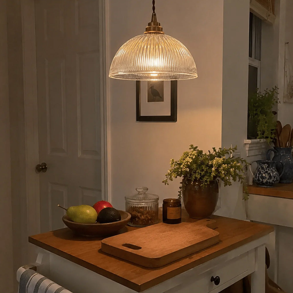 Nordic Fluted Glass Dome 1-Light Pendant Light