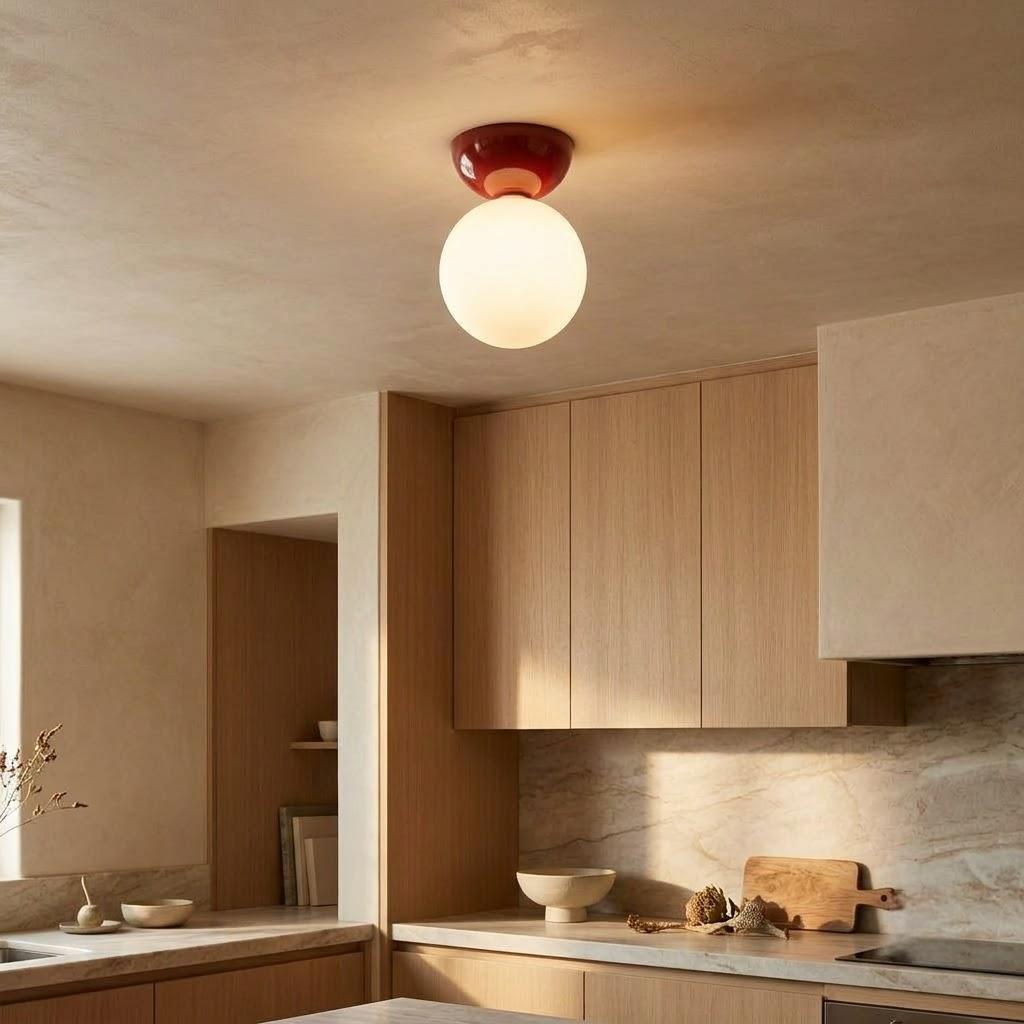 Nordic Glass Globe Semi-Flush Ceiling Light