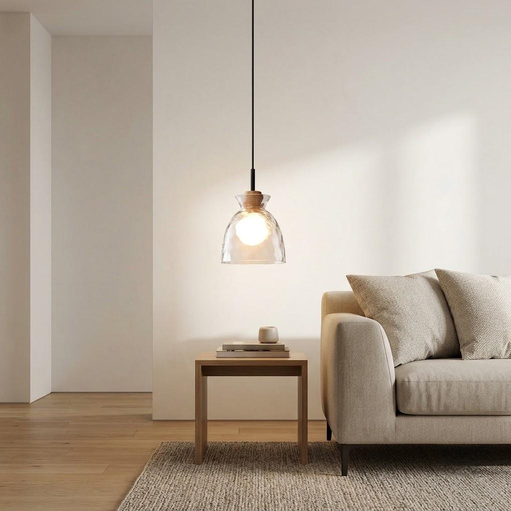 Nordic Rippled Glass Bell 1-Light Pendant Light
