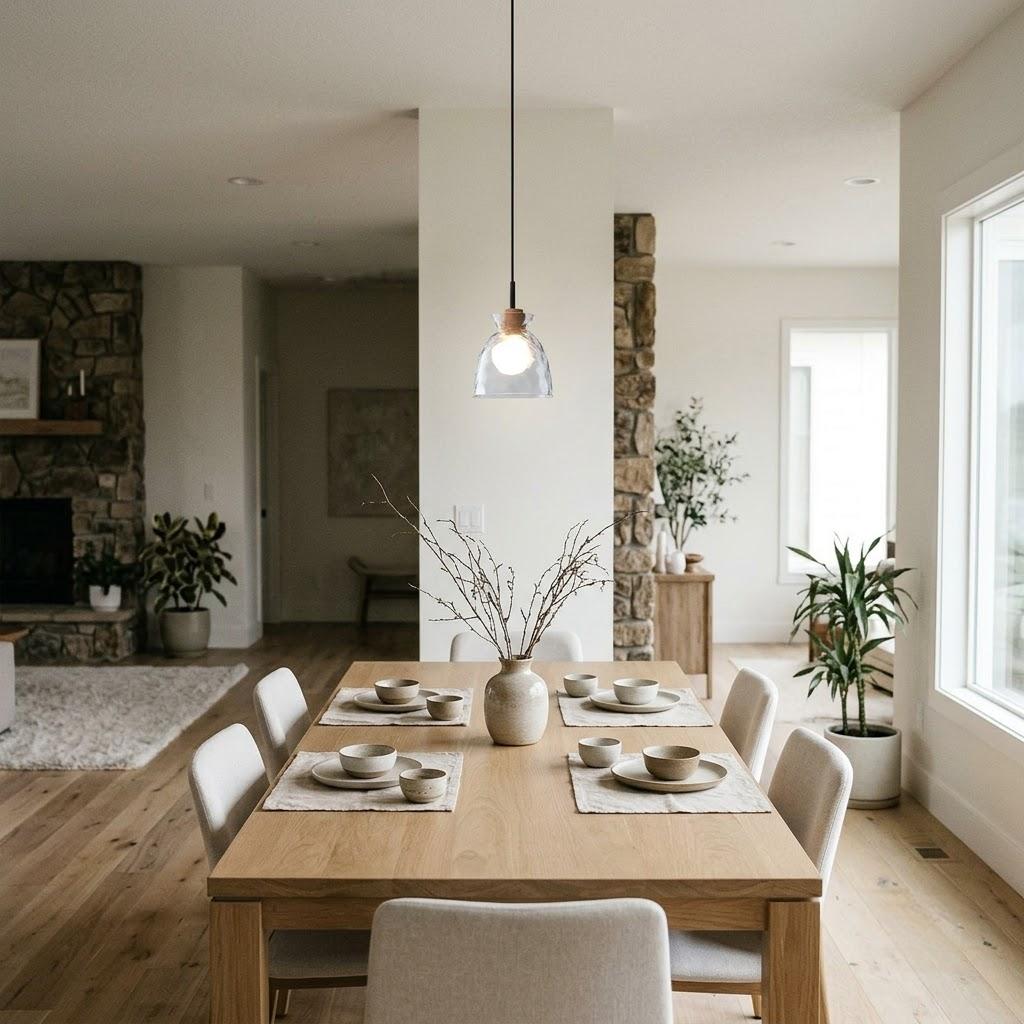 Nordic Rippled Glass Bell 1-Light Pendant Light