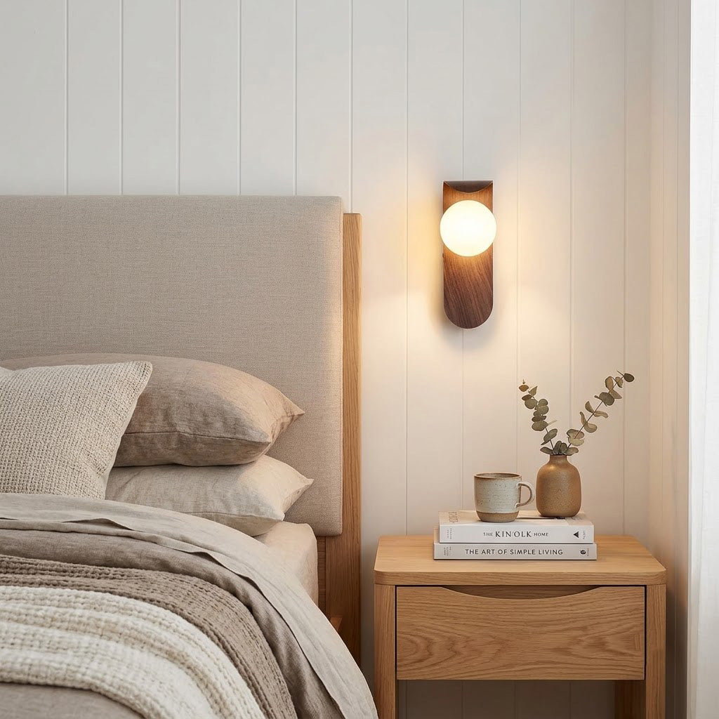 Nordic Walnut Globe Wall Sconce