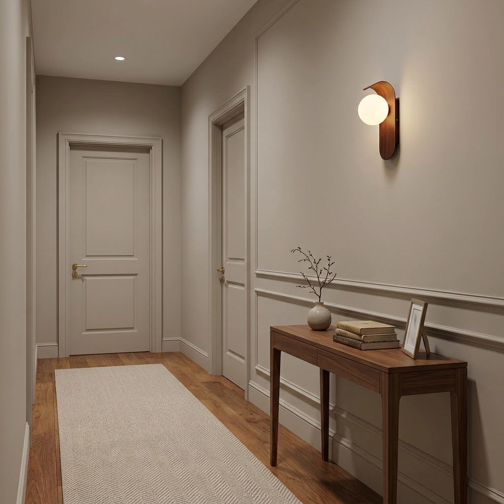 Nordic Walnut Globe Wall Sconce