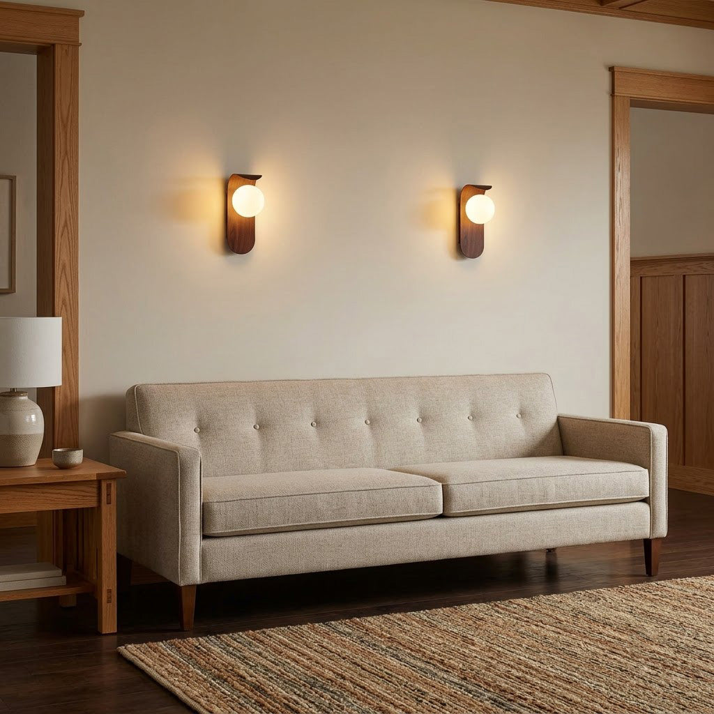 Nordic Walnut Globe Wall Sconce