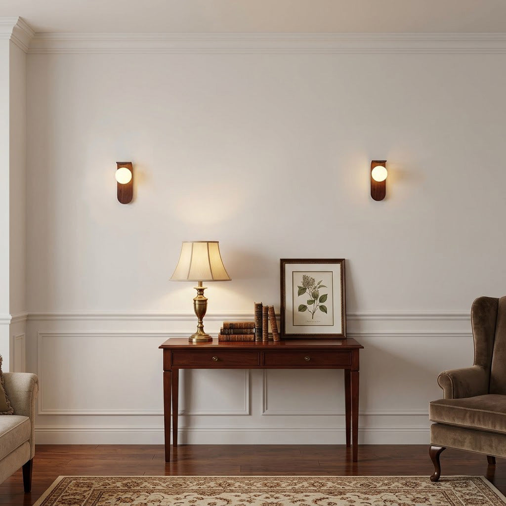 Nordic Walnut Globe Wall Sconce