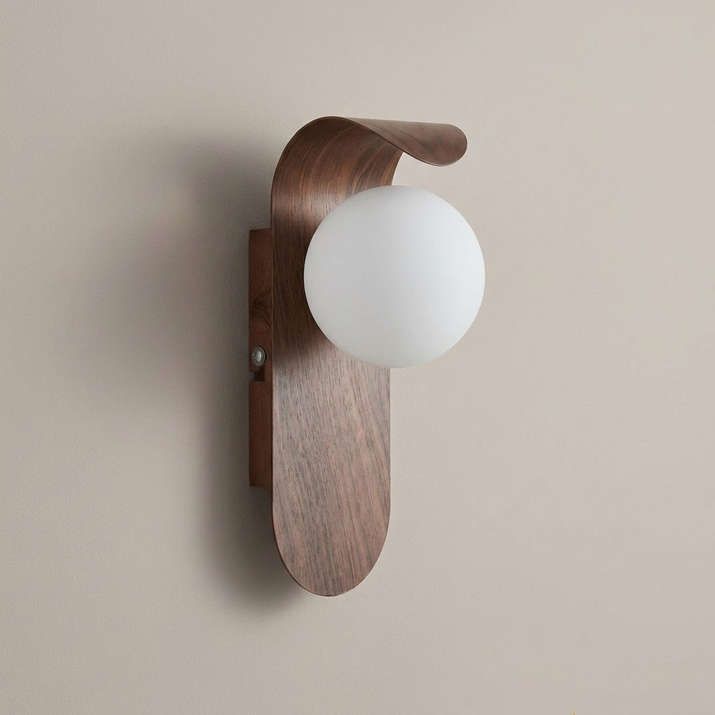 Nordic Walnut Globe Wall Sconce
