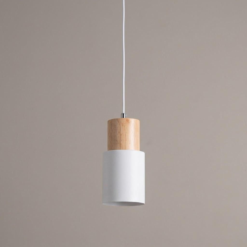 Scandinavian Wood Cylinder 1-Light Pendant Light