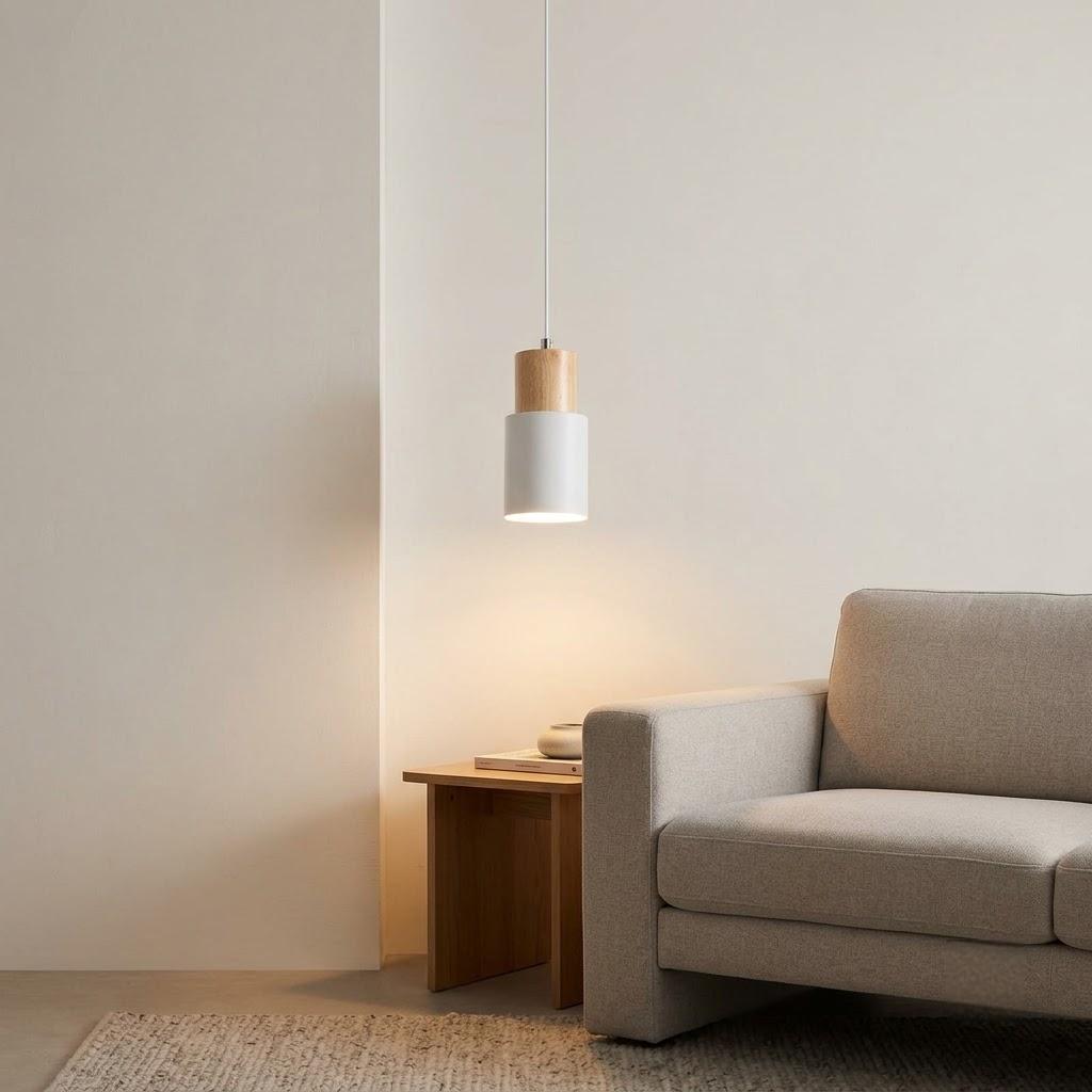 Scandinavian Wood Cylinder 1-Light Pendant Light