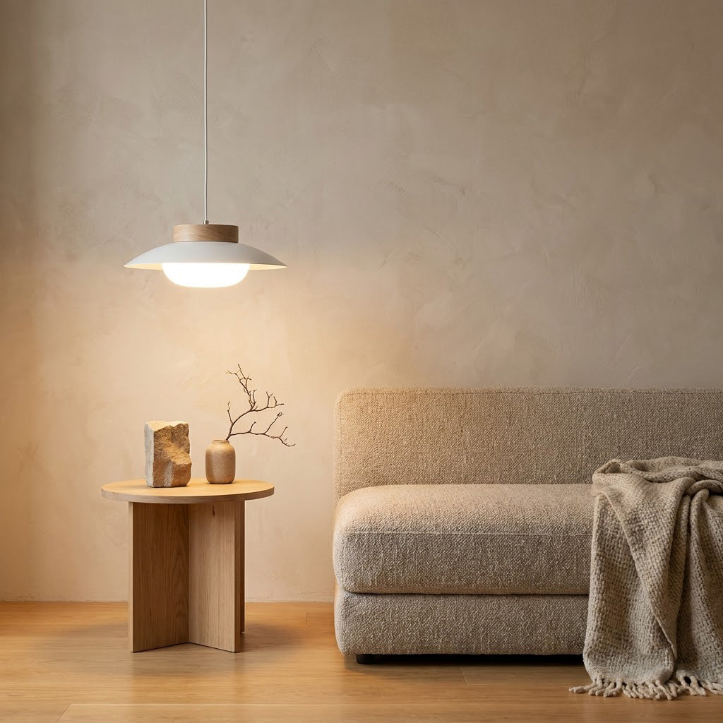 Nordic Wood Saucer Pendant Light