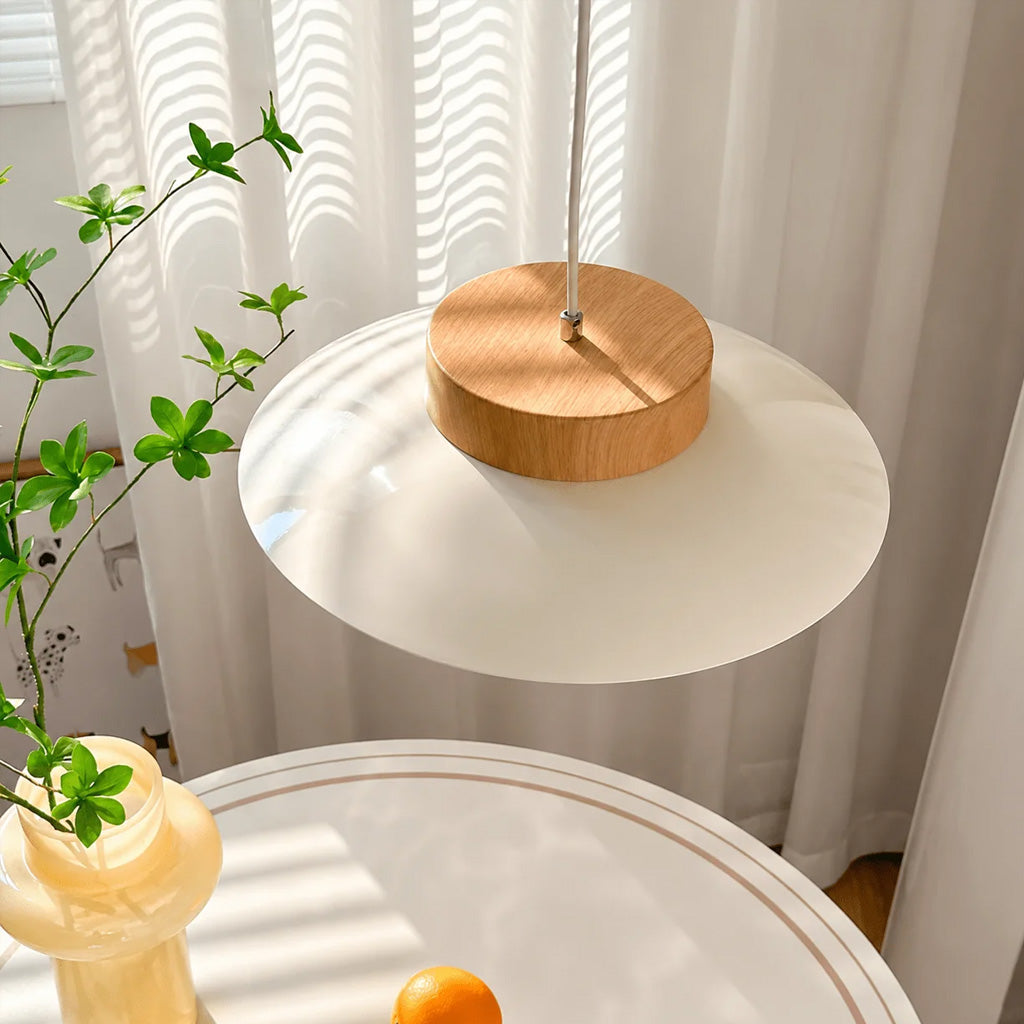 Nordic Wood Saucer Pendant Light