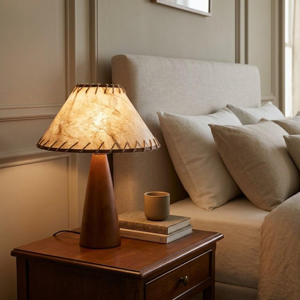Retro Tapered Solid Wood Empire Shade Table Lamp