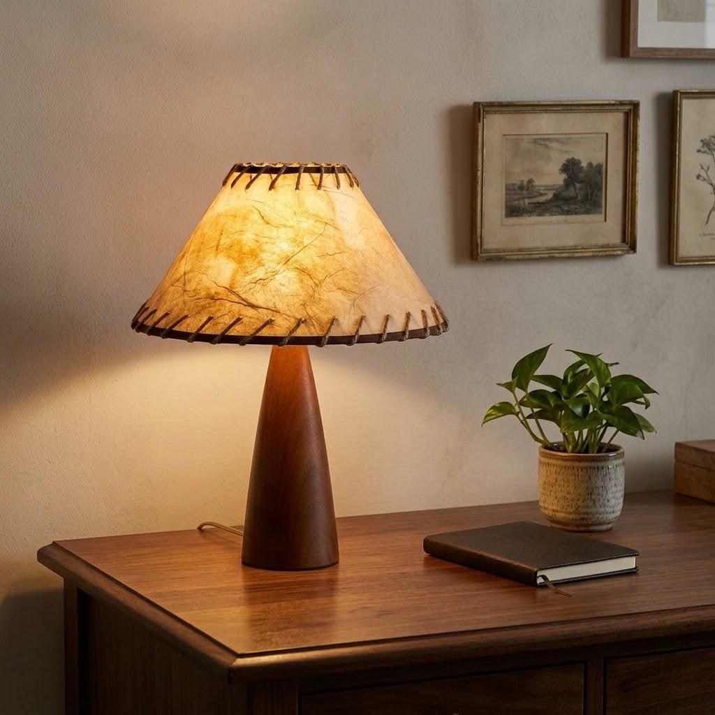 Retro Tapered Solid Wood Empire Shade Table Lamp