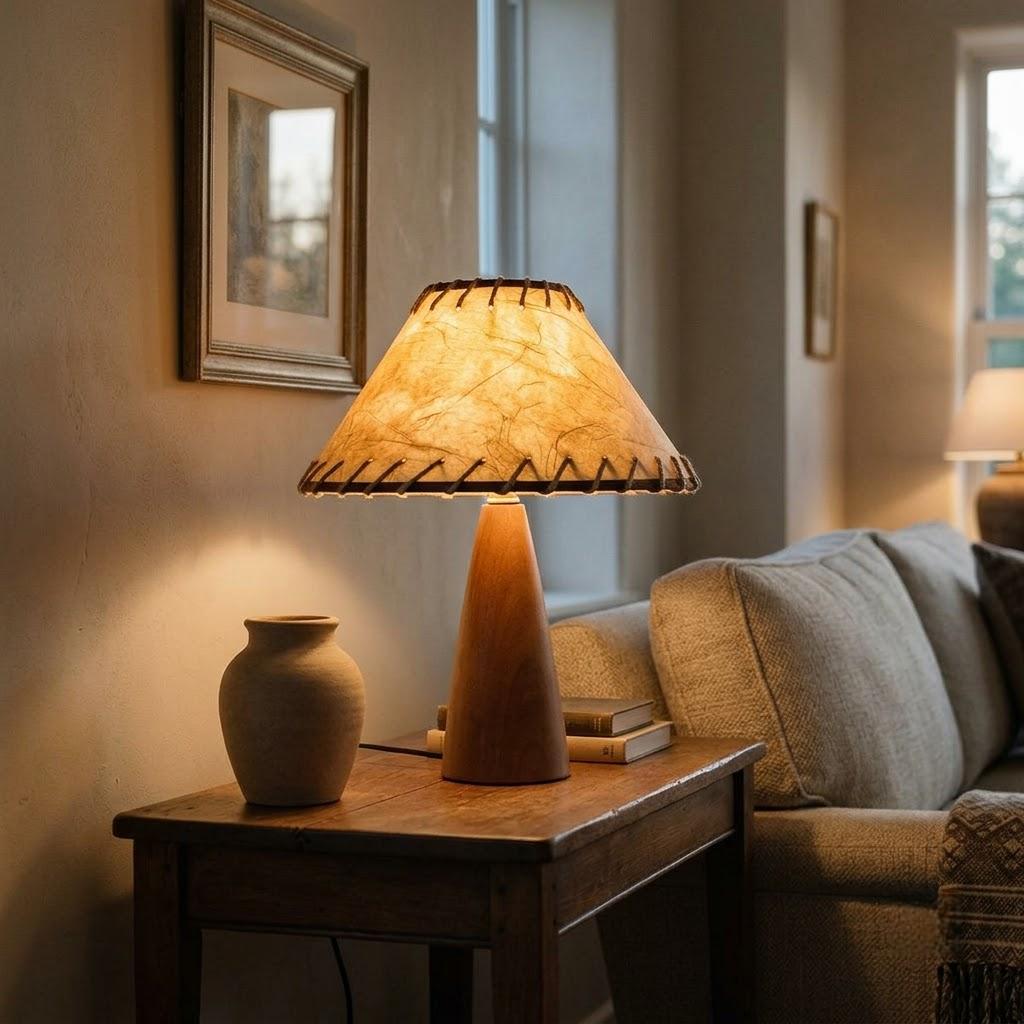Retro Tapered Solid Wood Empire Shade Table Lamp