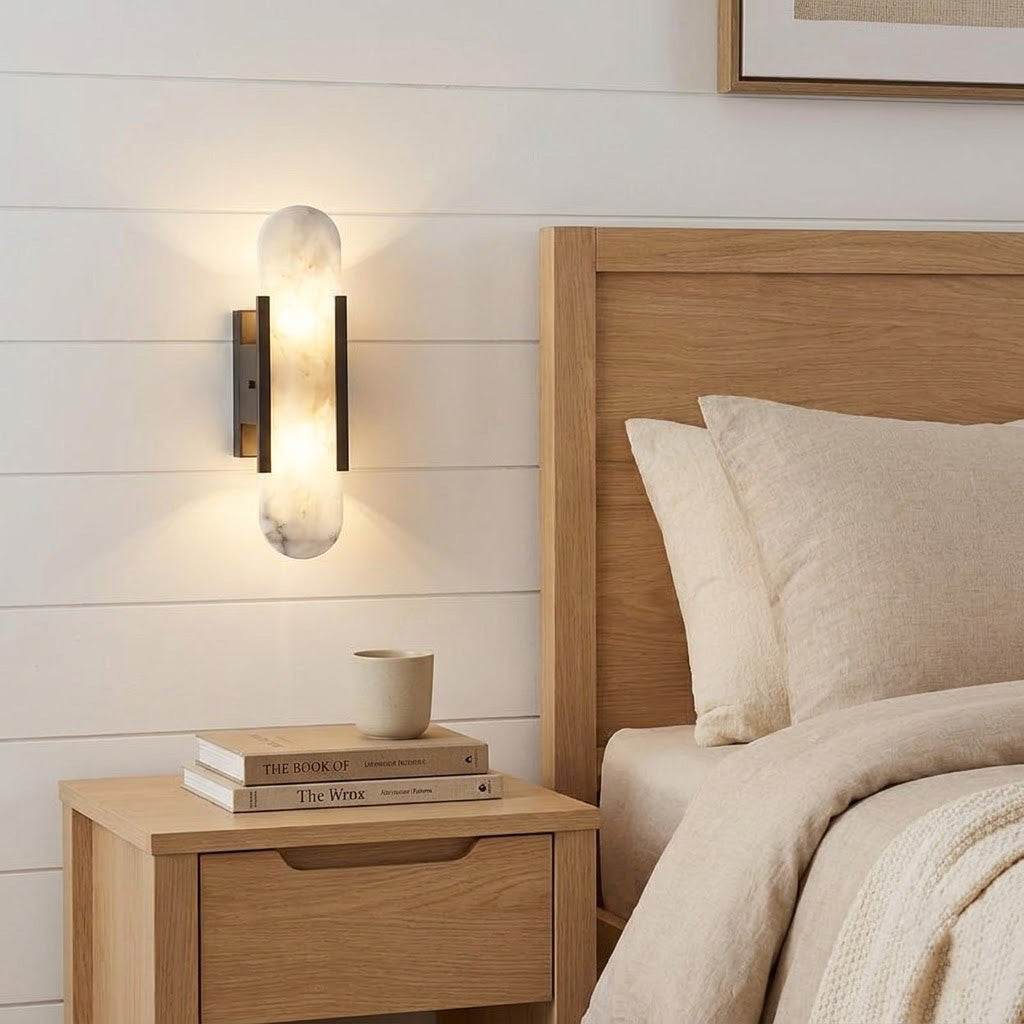 Scandinavian Alabaster Marble Wall Sconce